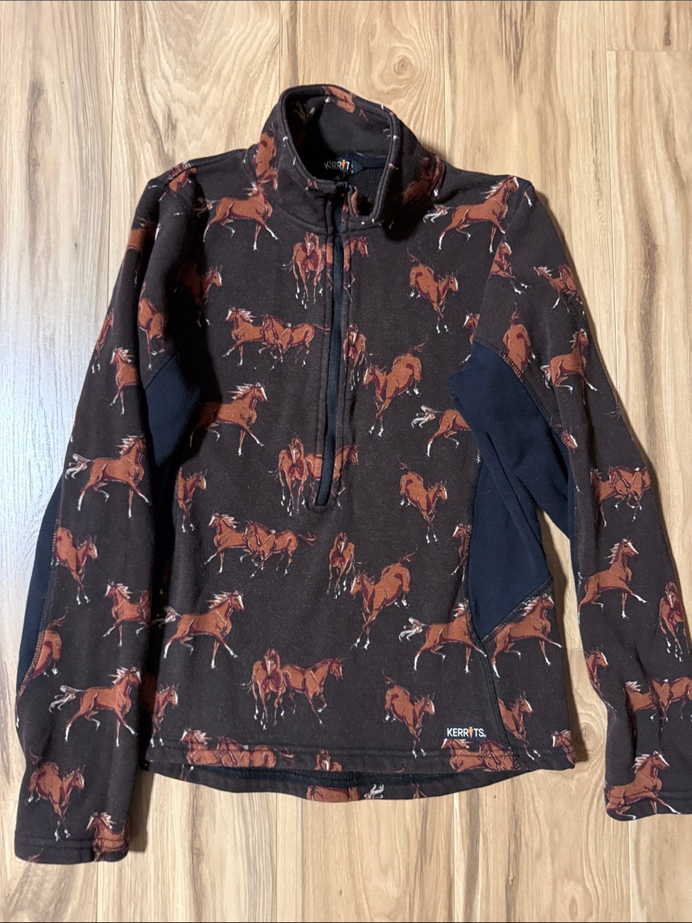 Kerrits Brown & Rust Horse-Print Half-Zip Pullover
